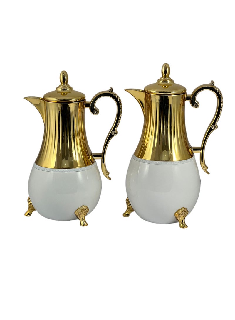 Home Maker Flask 0.75L/1L 2-Piece Set - Stainless Steel White/Gold - Image 3