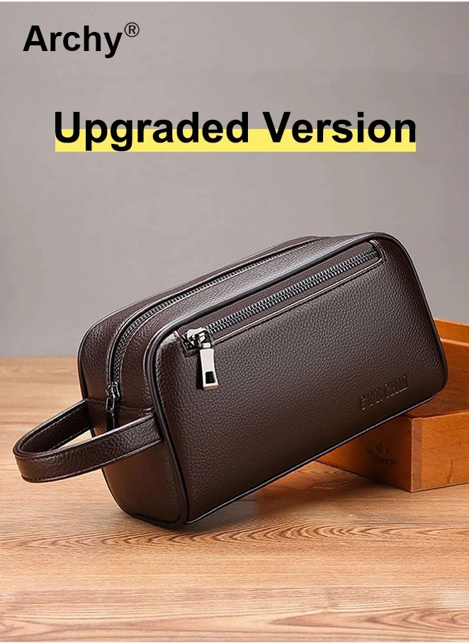 Men's Soft Leather Clutch Casual Bag Business Retro Trend Handbag Mobile Phone Bag