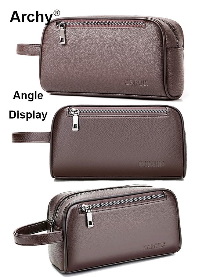 Men's Soft Leather Clutch Casual Bag Business Retro Trend Handbag Mobile Phone Bag