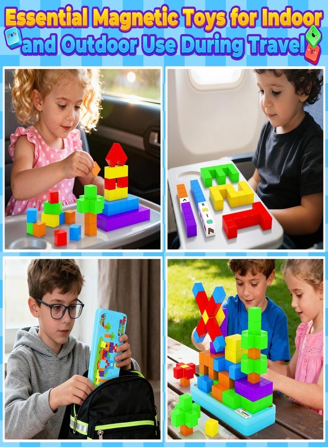 Minecftoy Magnetic Blocks Mini Travel Essentials Toddler Toys with Case Set, Kids Magnet Building Blocks Sensory Montessori Autism Toys for 3+ Boys & Girls Birthday Gifts - Image 5