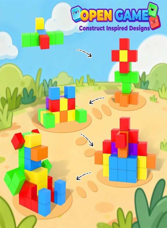 Minecftoy Magnetic Blocks Mini Travel Essentials Toddler Toys with Case Set, Kids Magnet Building Blocks Sensory Montessori Autism Toys for 3+ Boys & Girls Birthday Gifts - Image 4