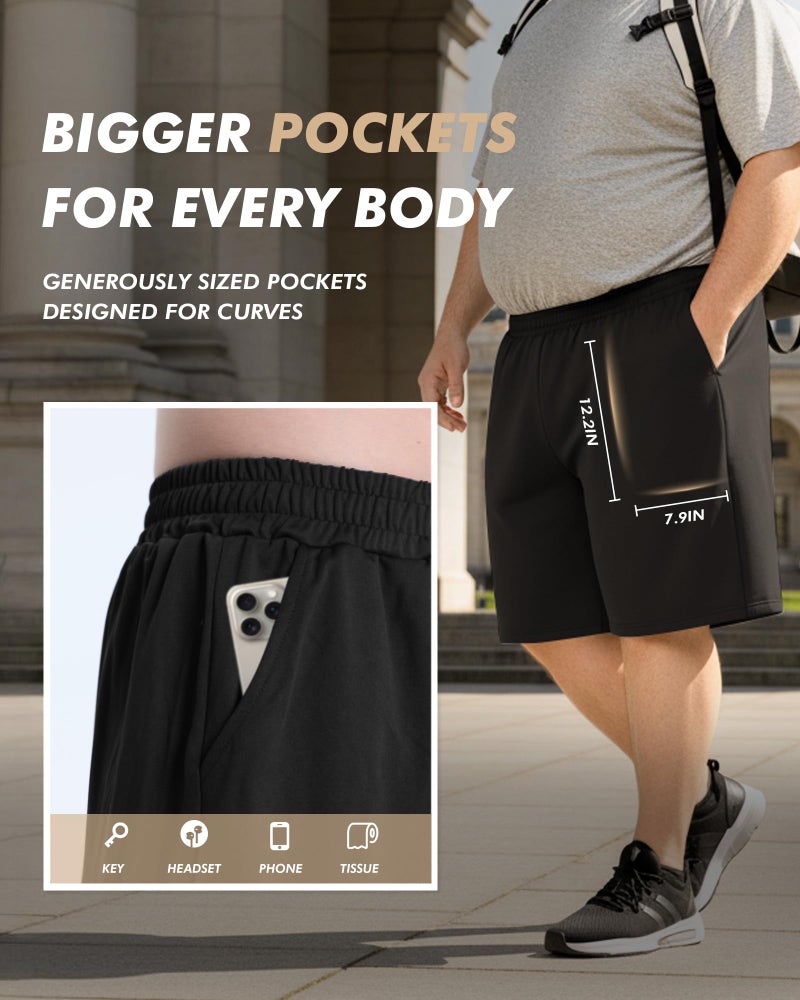 BOOJO 3 Pack Big and Tall Mens Gym Shorts - Basketball Black Athletic Workout Shorts with Pockets Gym Clothes (3XL-5XL) - Image 3