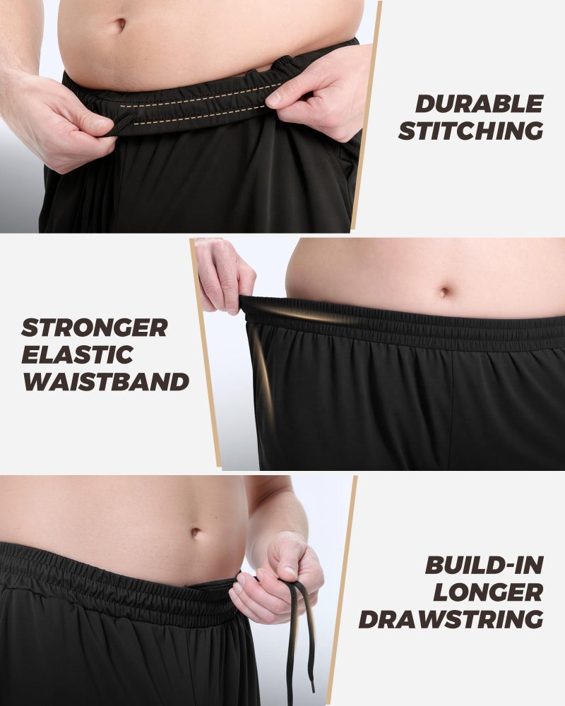 BOOJO 3 Pack Big and Tall Mens Gym Shorts - Basketball Black Athletic Workout Shorts with Pockets Gym Clothes (3XL-5XL) - Image 4