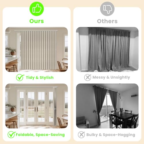 A-jazz AJAZZ Blackout Accordion Door Curtain 98x78 Cream White Magnetic Folding Room Divider NoDrill Sliding Patio Closet - Image 3