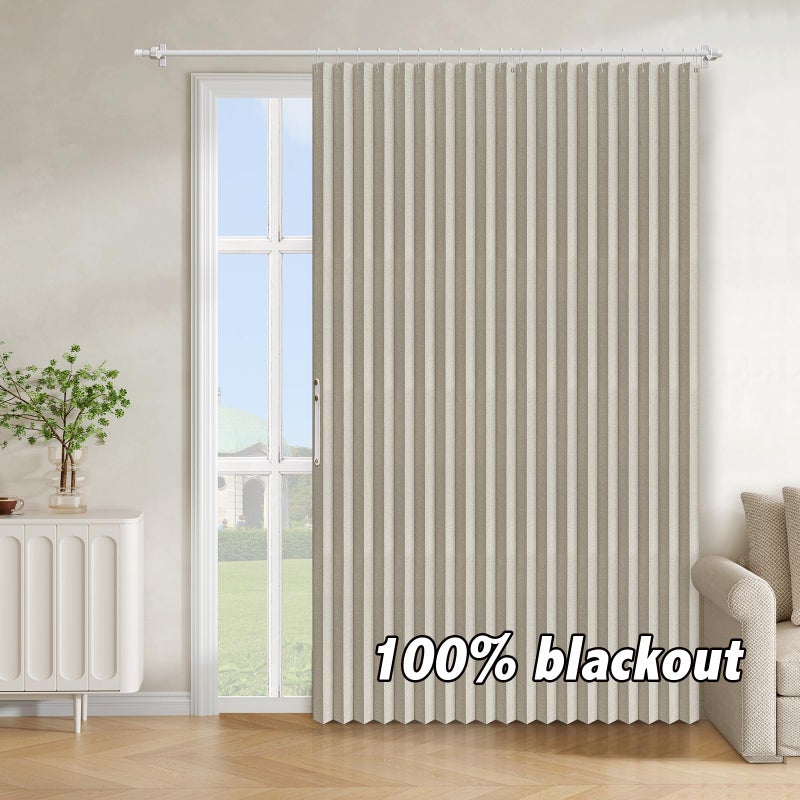 A-jazz AJAZZ Blackout Accordion Door Curtain 98x78 Cream White Magnetic Folding Room Divider NoDrill Sliding Patio Closet - Image 2