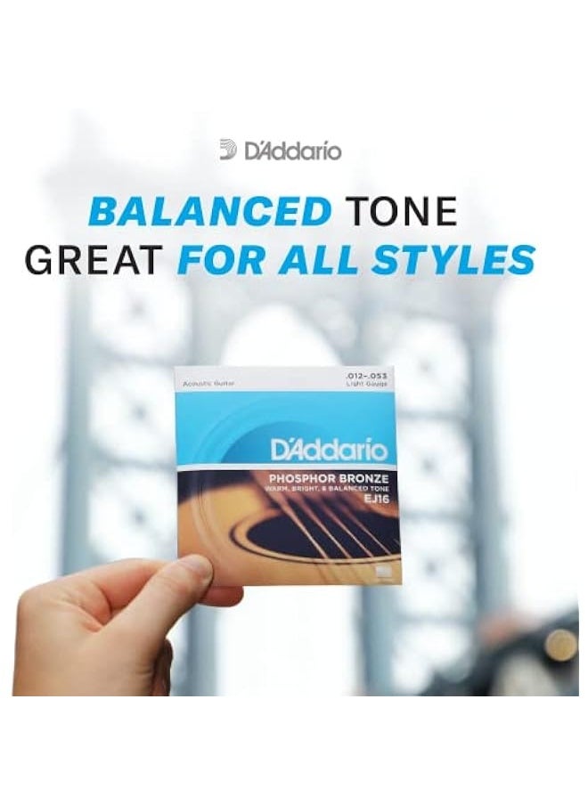 D'Addario - Guitar Strings - Phosphor Bronze Acoustic Guitar Strings - EJ15 - Rich, Full Tonal Spectrum - For 6 String Guitars - 10-47 Extra Light - Image 1