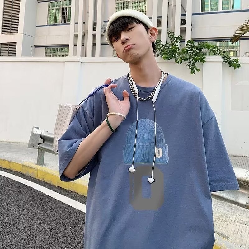 T-Shirt Men'S 2023 New American Style Trendy Brand Men'S Crewneck Bottoming Top Couple'S Half Sleeve Summer Cotton Short Sleeve - Image 5