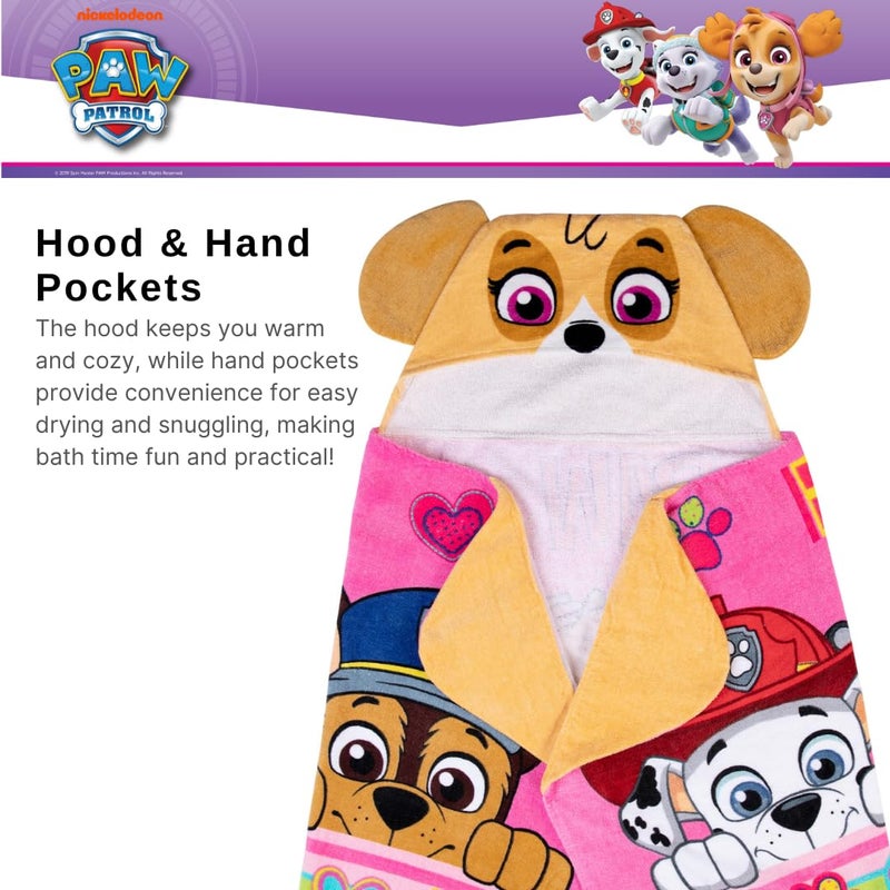 Franco Paw Patrol Girl Skye, Marshall, Chase Kids Super Soft Bath/Pool/Beach Soft Cotton Terry Hooded Towel Wrap, 24 in x 50 in, (Officially Licensed Product) by Franco - Image 4