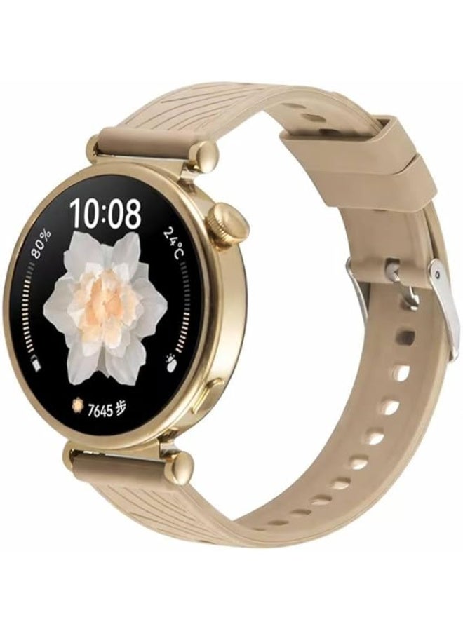 Ecosystem 18mm Official Silicone Strap Compatible with Huawei Watch GT 6 41mm/GT 5 Pro 42 mm/GT5 41mm/GT4 41 mm/Huawei Watch 5 42mm, for all watches using 18mm width Strap (Coffee)