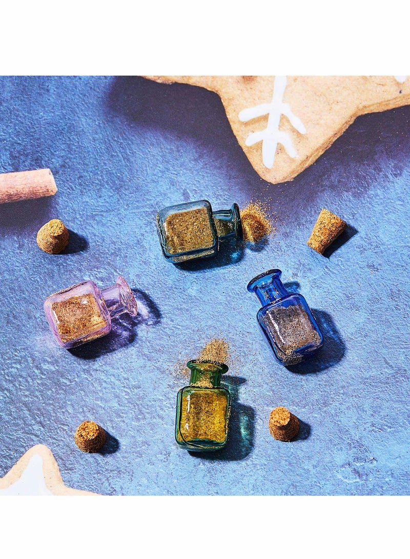 SYOSI Colored Tiny Glass Jars, Spell Jars, Mini Glass Bottles, Mini Potion Bottles with Cork Stoppers Mini Square Glass Cork Bottles for Party Wedding DIY Crafts Decoration 18 Pieces - Image 3