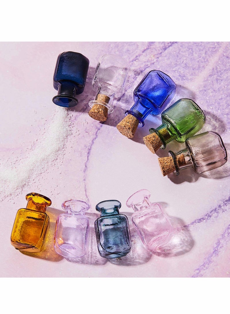 SYOSI Colored Tiny Glass Jars, Spell Jars, Mini Glass Bottles, Mini Potion Bottles with Cork Stoppers Mini Square Glass Cork Bottles for Party Wedding DIY Crafts Decoration 18 Pieces - Image 4