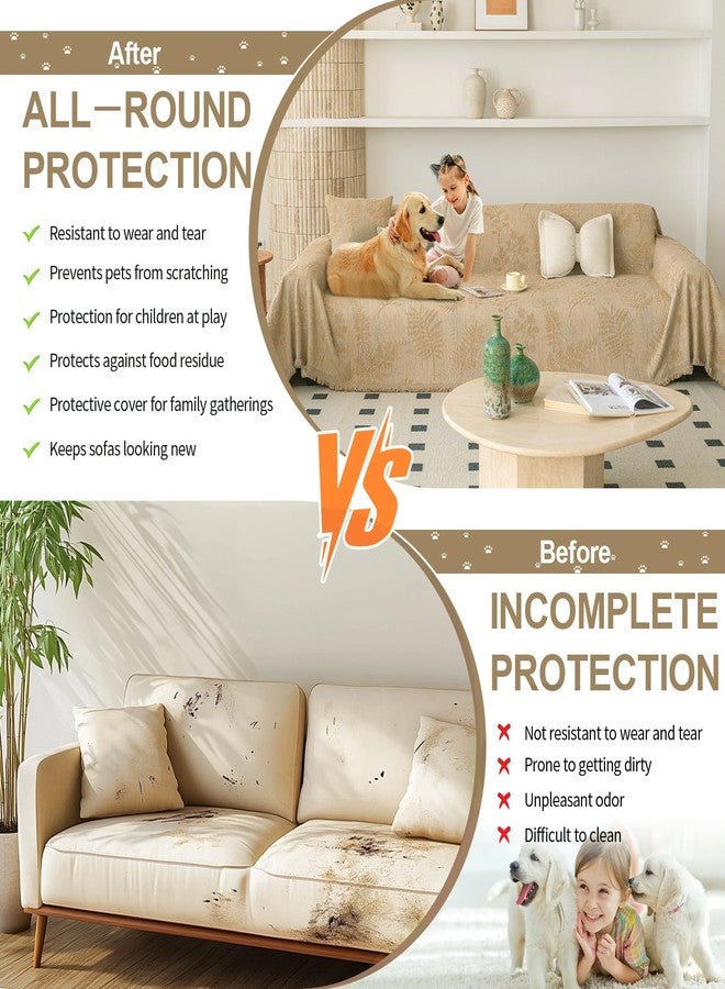 HANDONTIME Washable Couch Covers for Sofa Boho Couch Covers for 3 Cushion Sofa Pet Friendly Camel Chenille Jacquard Couch Protector for Dogs Plant Branch Sectional Cover Sofa Slipcovers, 71" X 118" - Image 5