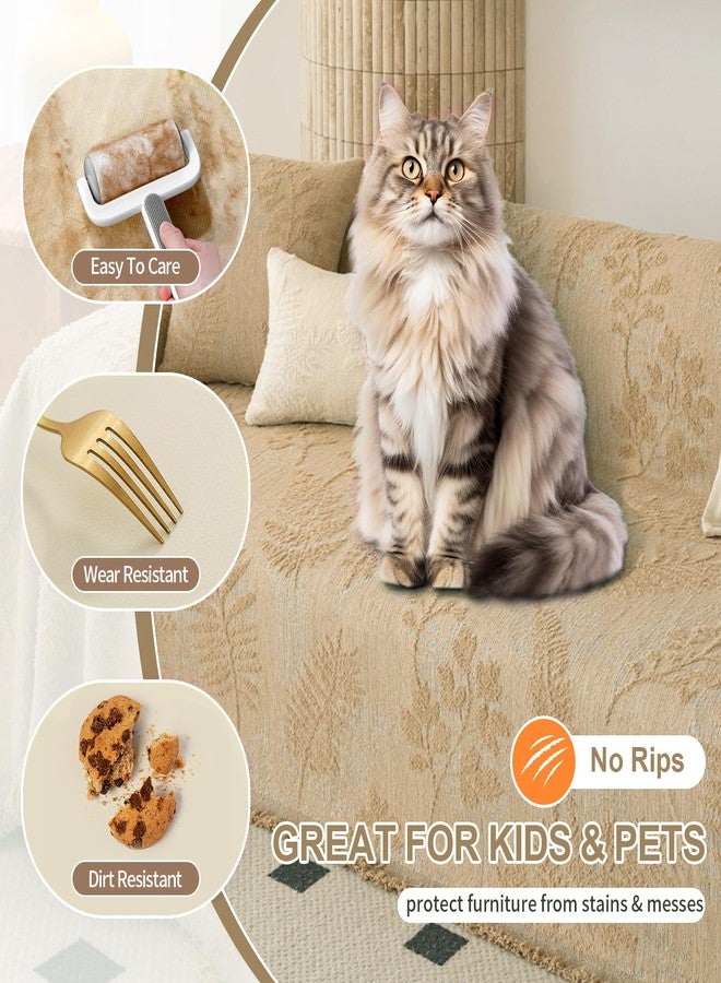 HANDONTIME Washable Couch Covers for Sofa Boho Couch Covers for 3 Cushion Sofa Pet Friendly Camel Chenille Jacquard Couch Protector for Dogs Plant Branch Sectional Cover Sofa Slipcovers, 71" X 118" - Image 4
