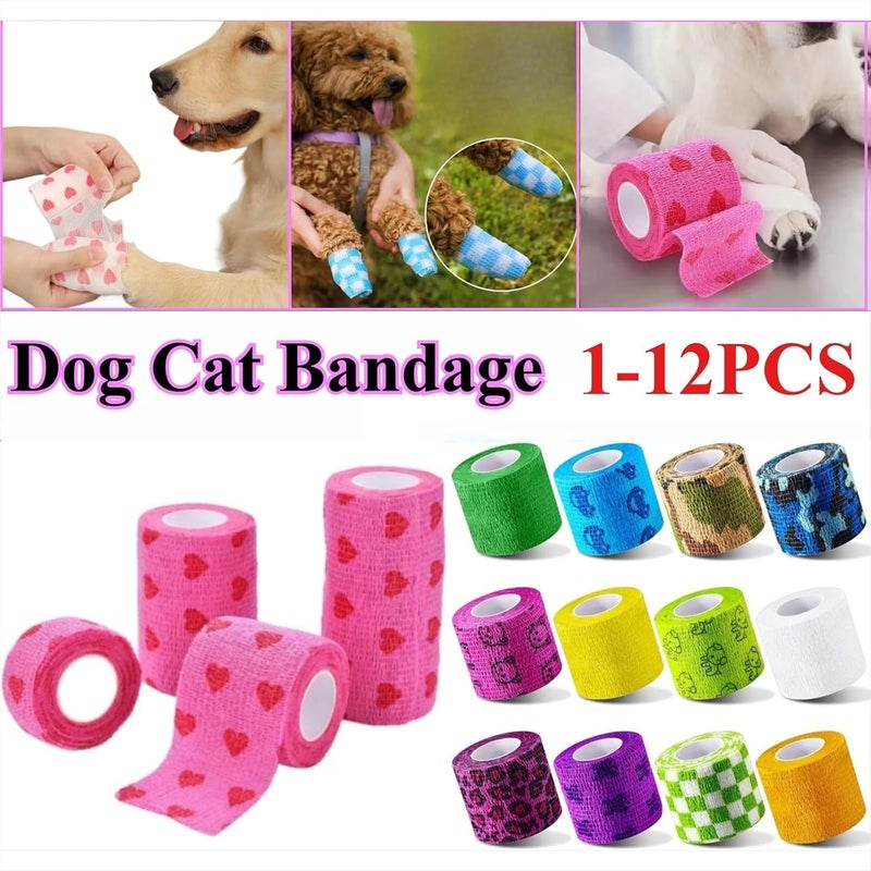 6pcs Self-Adhesive Elastic Bandage for Dogs and Cats - Non-Woven Cohesive Leg Cover Protector(Yellow Claw) - Image 2