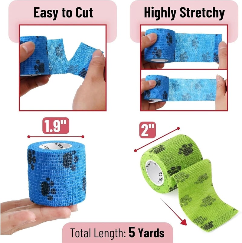 6pcs Self-Adhesive Elastic Bandage for Dogs and Cats - Non-Woven Cohesive Leg Cover Protector(Yellow Claw) - Image 4