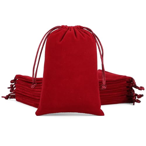 Tapleap Velvet Drawstring Bags, 12Pcs Red Jewelry Bags, 4x6, Church, Memorial Day, For Wrapping Palm Crosses, Party Favors, Resin Runes, Jewelry, Coin - Image 1