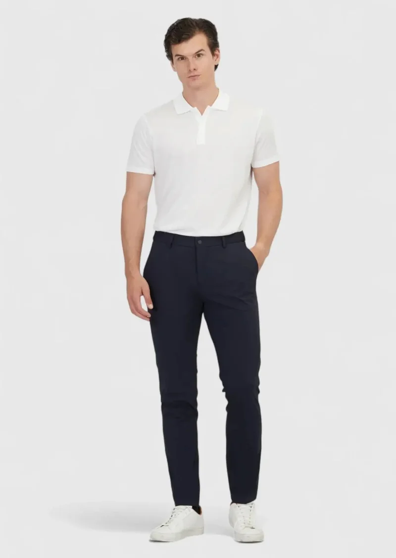 RAMSEY Navy Blue Knitting Jogging Fit Casual Trousers