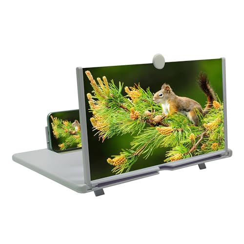 Ailenyun 14" Mobile Phone Screen Magnifier, 3D HD Projector for Movies & Videos, Foldable Stand with Screen Amplifier, Supports All Smartphones (White, 14 inches) - Image 1