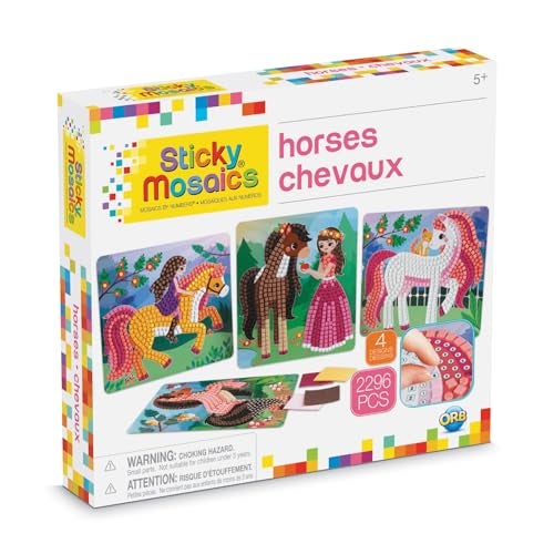 ORB 50993.0 Sticky Mosaics Horses, Multi, Brown/Yellow/Pink/Green, 12" x 2" x 10.75" - Image 1
