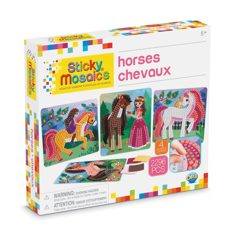 ORB 50993.0 Sticky Mosaics Horses, Multi, Brown/Yellow/Pink/Green, 12" x 2" x 10.75" - Image 4