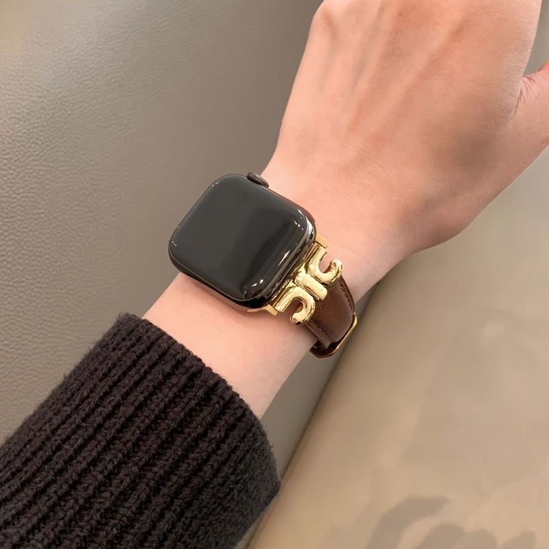 Black Leather Strap For Smartwatch 42 44 45 46 49mm Compatible - Image 3