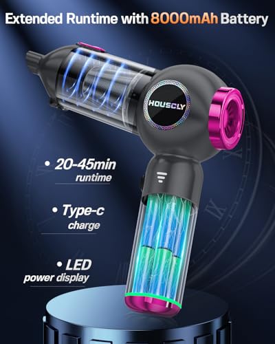 houscly Handheld Car Vacuum Portable Cordless 25000Pa High Power Small Mini Hand Vacuum Rechargeable 4-in-1 Wireless Handheld Vac for Car Office Desktop Home Cleaning Ideal Gifts for Men & Women - Image 5