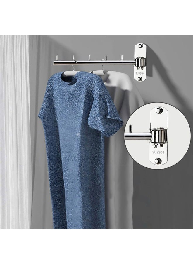 Zivisk 2 Pcs Folding Wall Mounted Clothes Hanger Rack with Swing Arm Stainless Steel Heavy Duty Coat Hook for Bathroom, Bedroom, Laundry Room - Black - Image 3