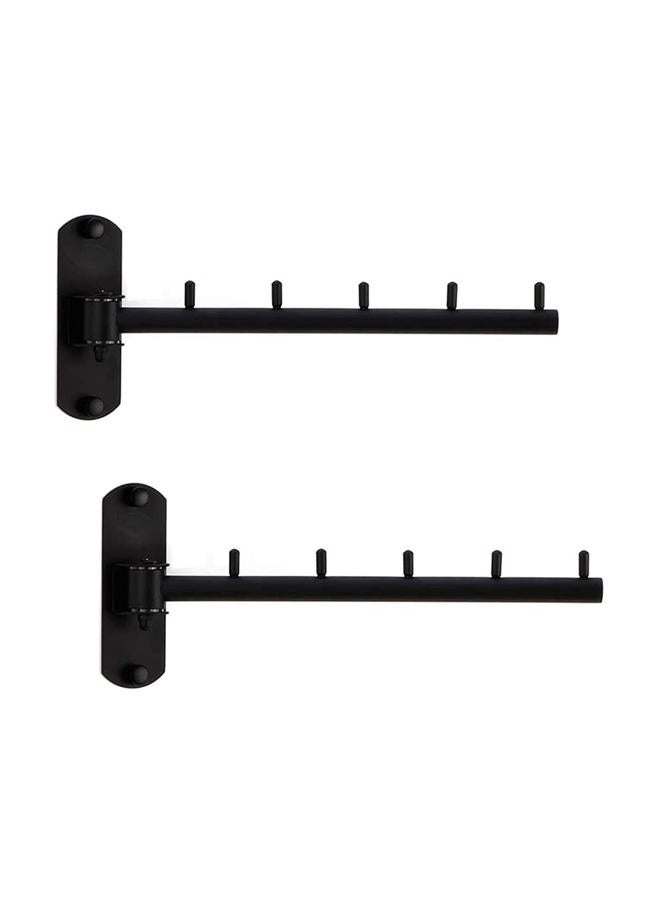 Zivisk 2 Pcs Folding Wall Mounted Clothes Hanger Rack with Swing Arm Stainless Steel Heavy Duty Coat Hook for Bathroom, Bedroom, Laundry Room - Black - Image 1