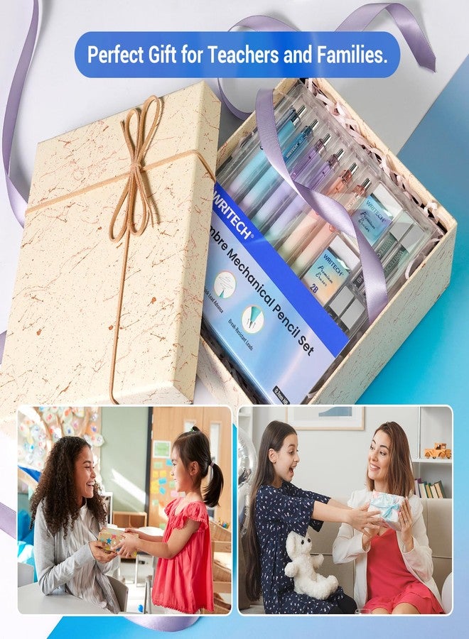 WRITECH مجموعة أقلام الرصاص الميكانيكية WRITECH Up: أقلام رصاص ميكانيكية 6 قطع ذات أسطوانة متدرجة 0.7 مم مع 4 أنابيب من عبوات الرصاص HB وممحاتين إضافيتين للكتابة والرسم والتخطيط - Image 5