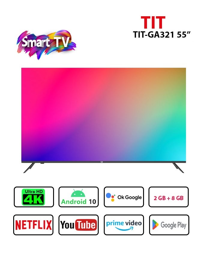 TIT - TIT GA 321 55 Inch Android Smart Tv Ultra UHD 4K Display for Home Theater with Youtube and NetfliX - Image 1