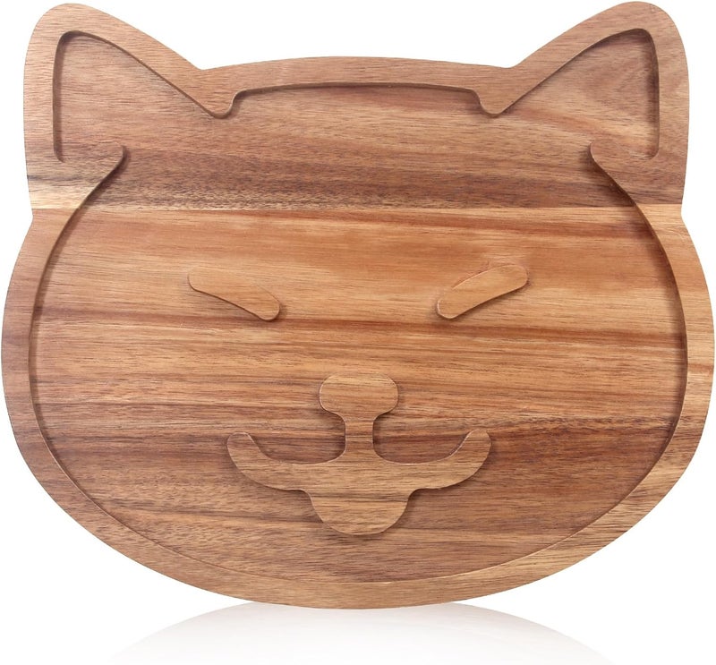 Renawe Funny Wooden Charcuterie Board Cute Cat Cheese Boards Cookie Plate for Kitchen Decor Unique Acacia Wood Serving Dish Cake Christmas Charcuterie Board for Women Gifts Dessert Platter Dinner Plates - Image 4