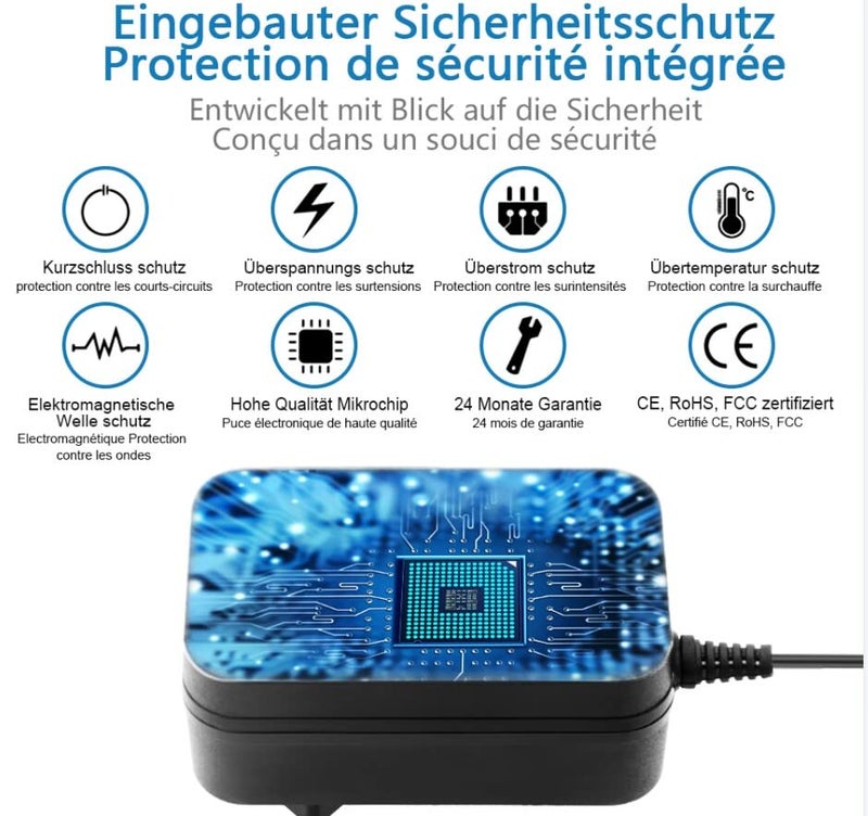 شنيت بور شاحن عالمي بقدرة 3V، 4.5V، 5V، 6V، 9V، 12V، محول تيار متردد إلى مستمر بقدرات تتراوح بين 1 أمبير و2.5 أمبير، قدرة خرجية تصل إلى 30 واط، يناسب الأجهزة الإلكترونية التي تستهلك جهودًا من 3V إلى 12V، مثل كاميرات مراقبة الأطفال وشرائط LED، مزود بـ 14 قابسًا. - Image 5
