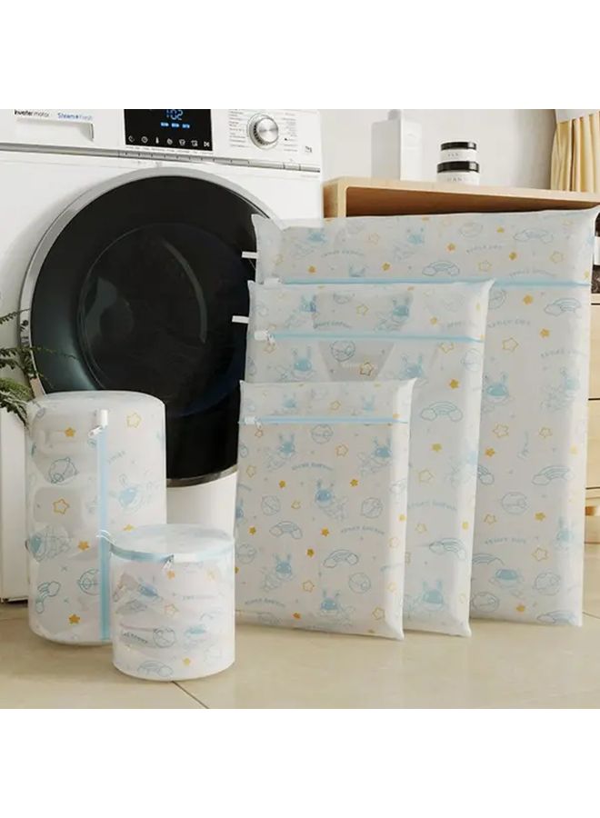 5pcs Thick Printed Mesh Laundry Bags Drawstring Closure Carrot Washing Machine Protective Bra Underwear Care Organizer - Image 1