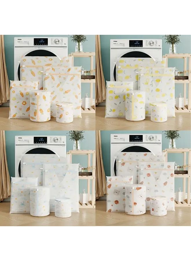 5pcs Thick Printed Mesh Laundry Bags Drawstring Closure Carrot Washing Machine Protective Bra Underwear Care Organizer - Image 2