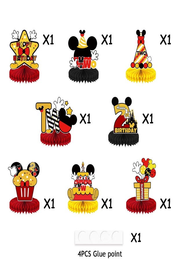 NF orange Mouse Table Honeycomb Centerpieces,Red Cartoon Mouse Themed Table Topper Decor Two Year Old Birthday Party Supplies(8 Pcs) (Red) - Image 4