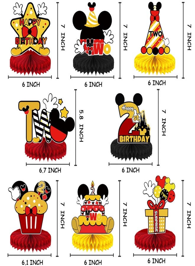 NF orange Mouse Table Honeycomb Centerpieces,Red Cartoon Mouse Themed Table Topper Decor Two Year Old Birthday Party Supplies(8 Pcs) (Red) - Image 3