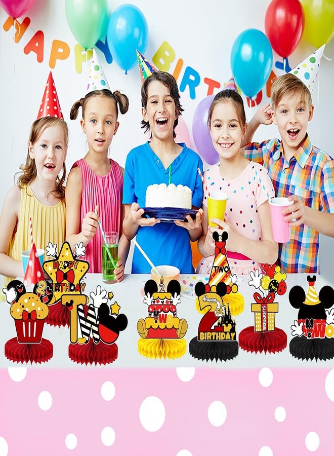 NF orange Mouse Table Honeycomb Centerpieces,Red Cartoon Mouse Themed Table Topper Decor Two Year Old Birthday Party Supplies(8 Pcs) (Red) - Image 5