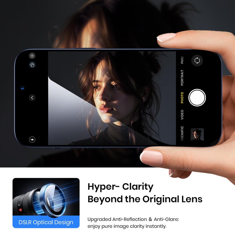 Hoerrye for iPhone 17 Pro Max/17 Pro Camera Lens Protector - [Top 9H+ Tempered Glass - 12FT Military Grade] HD Invisible Fit Camera Screen Protector Cover Accessories Case Friendly,Deep Blue - Image 5