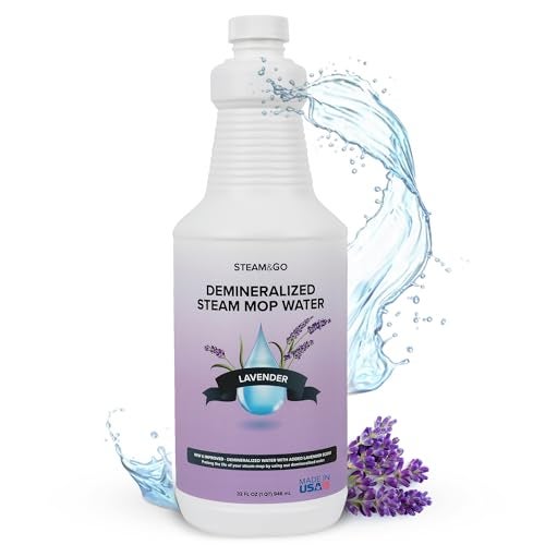 Steam and Go Steam  Go Demineralized Water for Steam Cleaner  PVCFree Floor Cleaning Solution Compatible for All Steam Mops  MultiSurface Cleaner for Home Surfaces  Lavender Scent 32 oz 