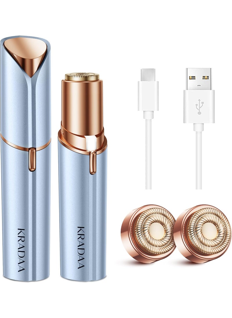 KRADAA Facial Hair Removal for Women Rechargeable Hair Removal Device  Painless Womens Face Razor Peach Fuzz Blue 