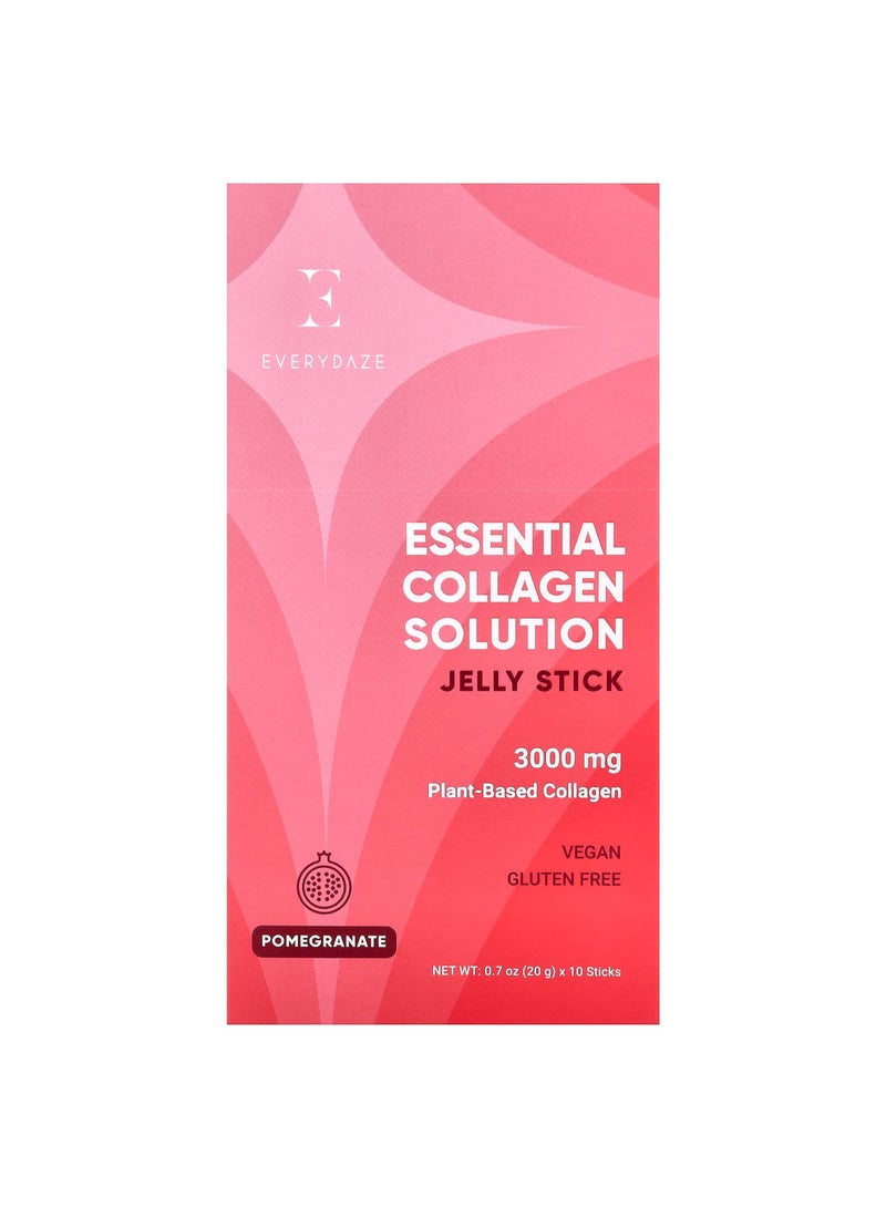 Essential Collagen Solution Jelly Stick, Pomegranate, 10 Sticks, 0.7 oz (20 g) Each