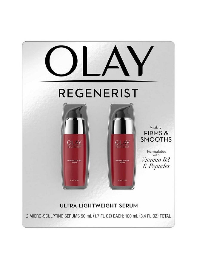 Olay Regenerist Microsculpting Serum 2Pack Ultralightweight Antiaging Moisturizer 100Ml (3.4 Fl Oz) Total 