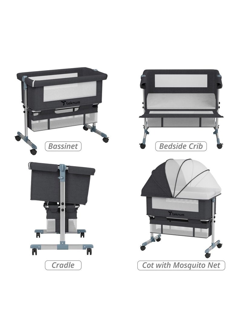 TEKNUM - TEKNUM Moonlight Bedside Crib-Dark Grey - Image 1