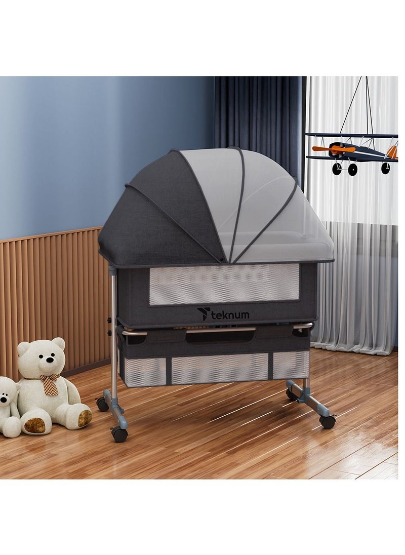TEKNUM - TEKNUM Moonlight Bedside Crib-Dark Grey - Image 1