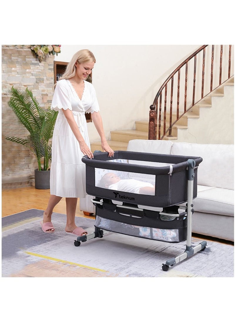 TEKNUM - TEKNUM Moonlight Bedside Crib-Dark Grey - Image 1