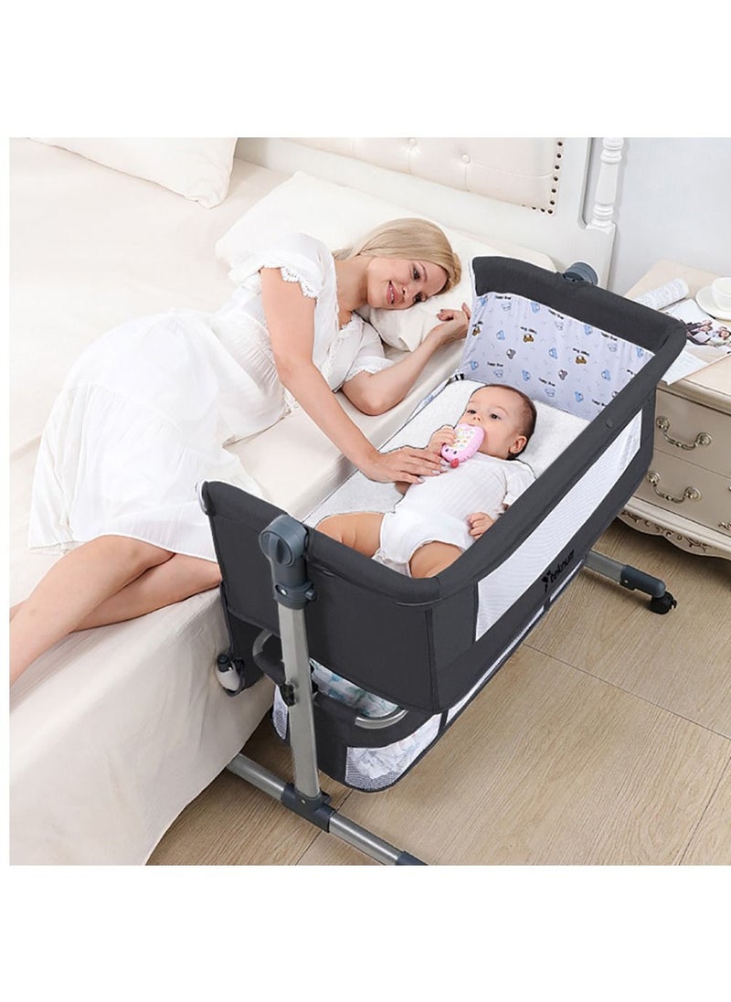 TEKNUM - TEKNUM Moonlight Bedside Crib-Dark Grey - Image 1