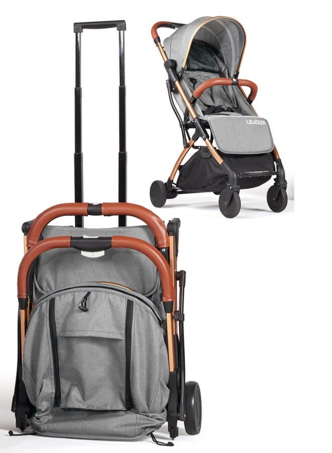 Riolio Baby Pushchair Stroller– Lightweight Foldable Travel Buggy with 5-Point Harness, Adjustable Seat Back and Oversize Basket Folds with 1 Hand – Smooth Swivel Wheels Rain Cover (Grey) - Image 1