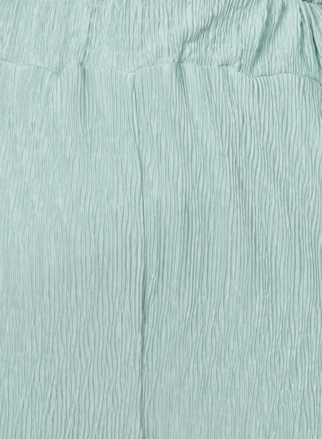 Styli Crinkled Wide Leg Pants with Elasticated Waistband
