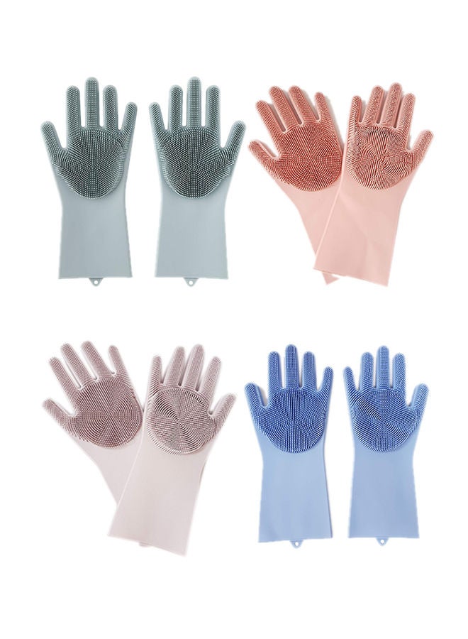 NIBEMINENT 4-Piece Silicone Cleaning Gloves Multicolour 34 x 18.5cm - Image 1