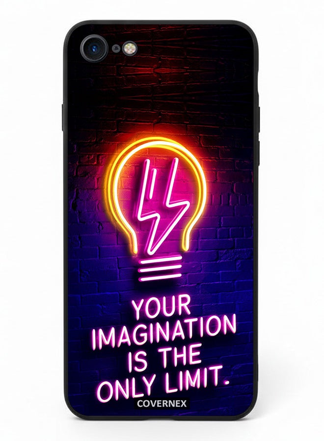 Covernex Apple iPhone 7 Protective Case Cover Printed Featuring Your Imagination Is The Only Limit Neon Lightbulb - Image 2